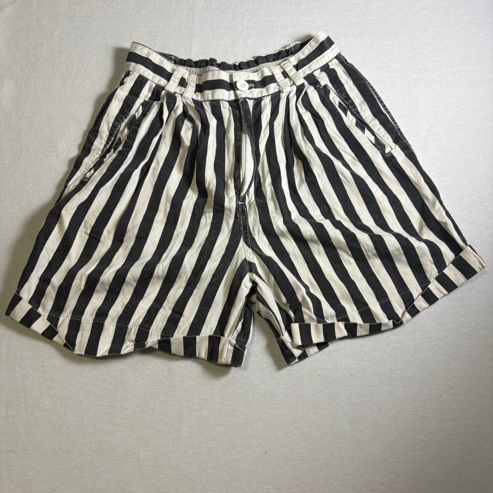 Vintage Gene Ewing Bis, Shorts, Black White strips, Sz 8